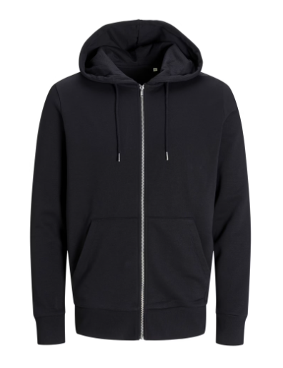 Sweat Hoodie with Zip Black Large 