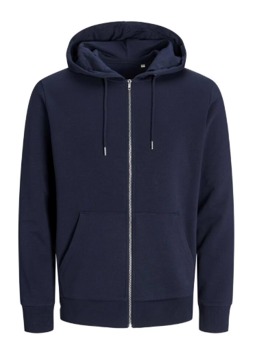 Sweat Hoodie with Zip Navy Large 